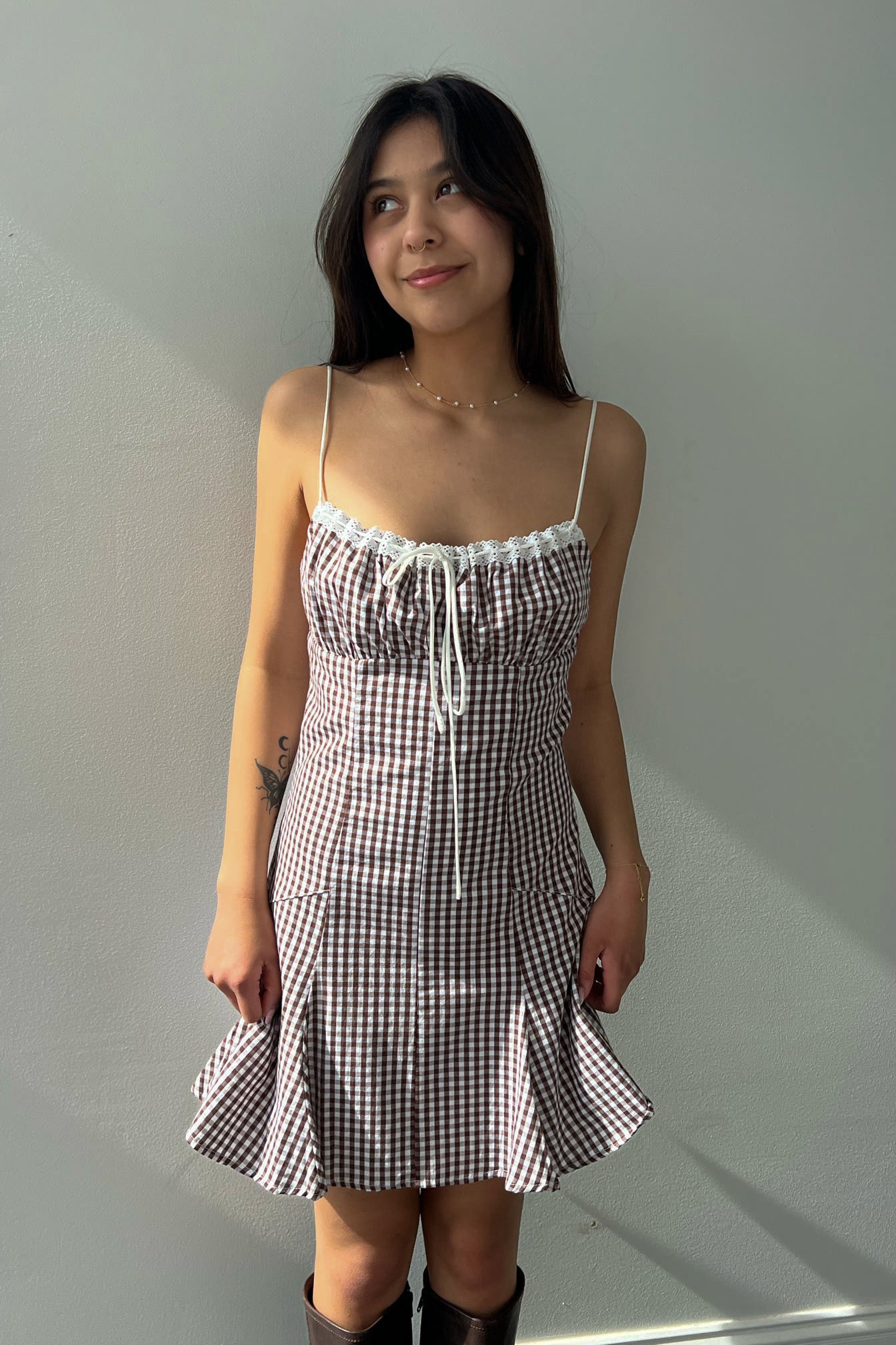 Golden Gingham Dress