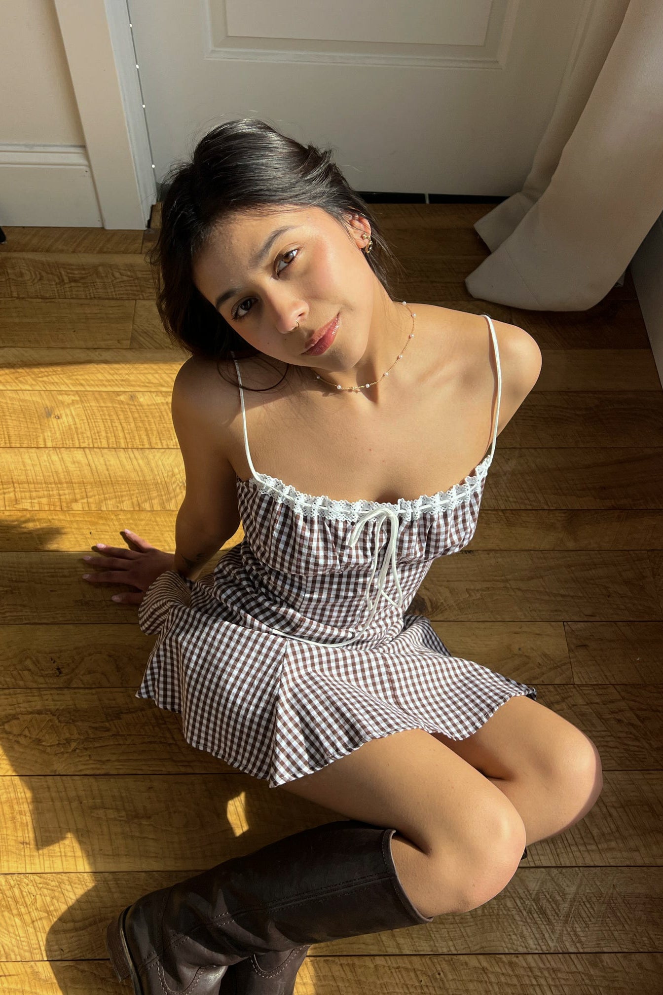Golden Gingham Dress