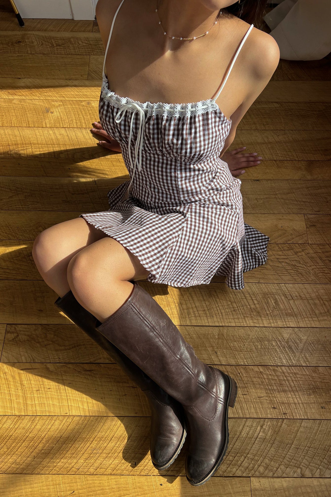 Golden Gingham Dress