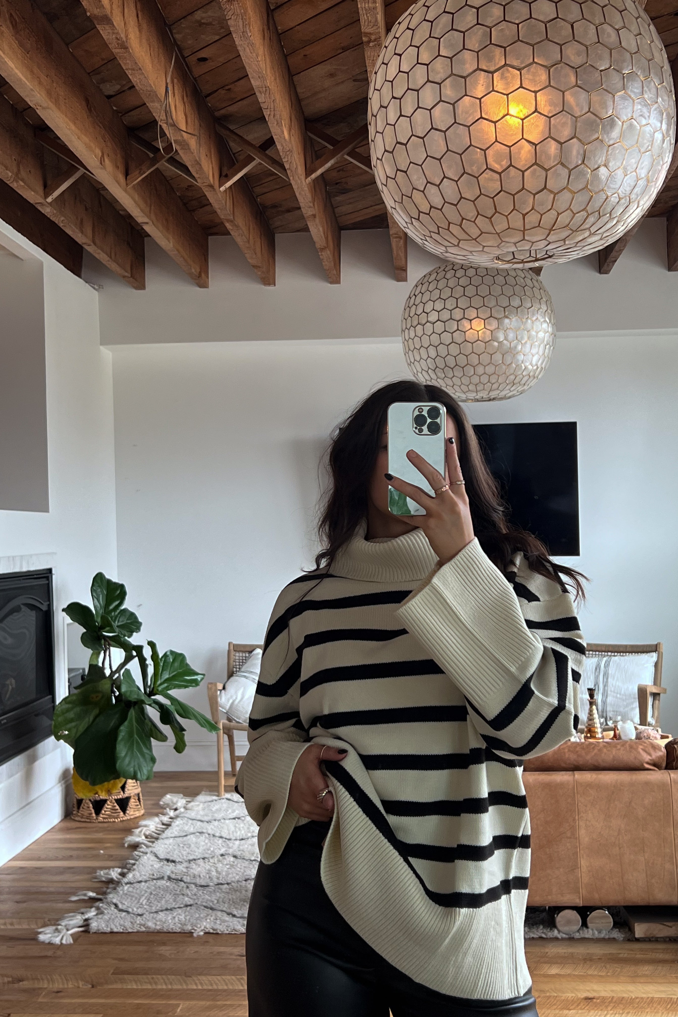 WWW striped turtle neck sweater