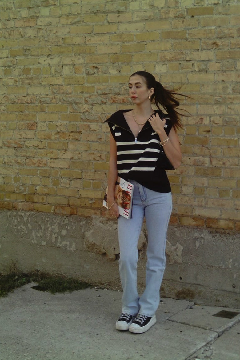 WWW half zip sweater vest