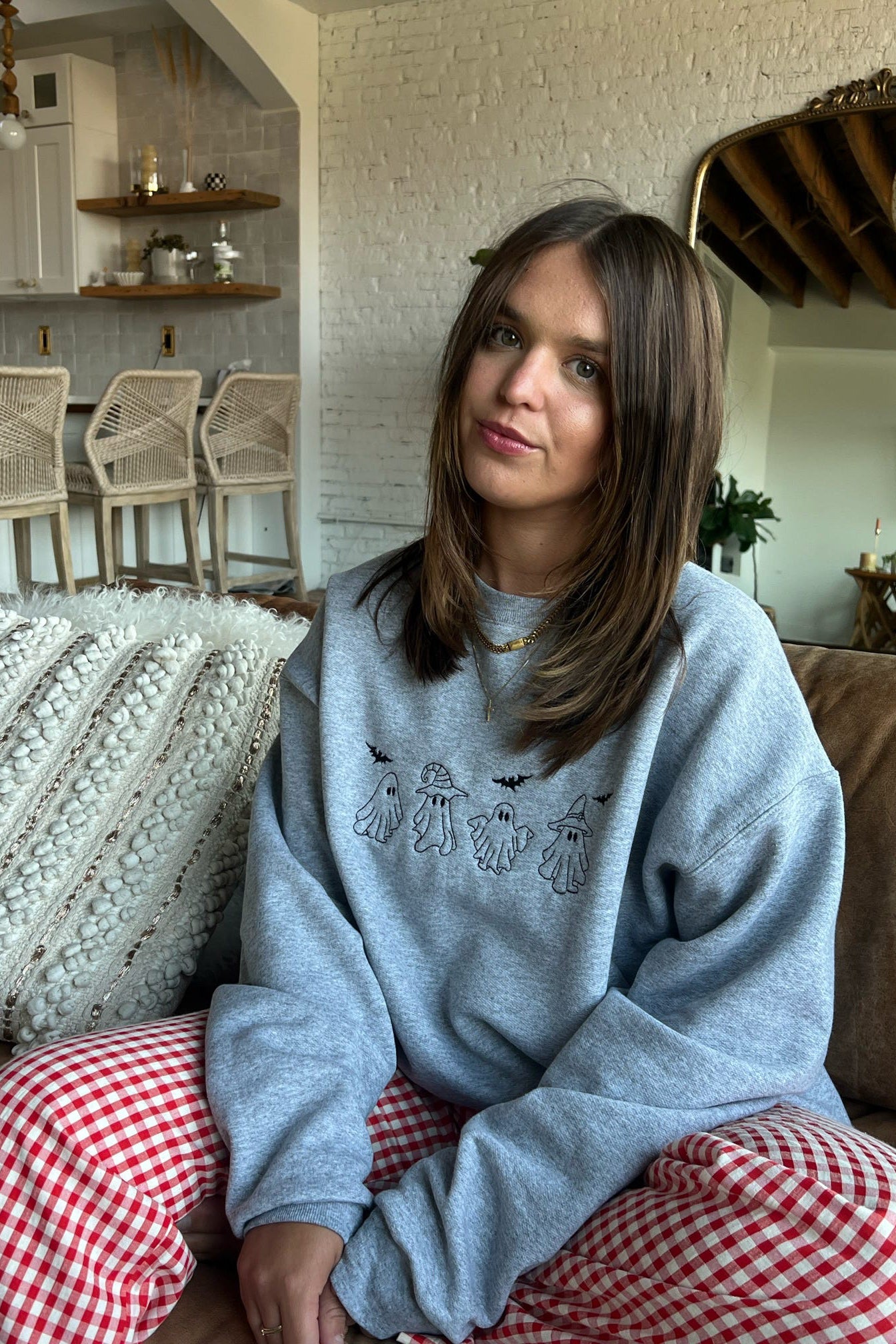 Embroidered Ghosts Halloween Crewneck