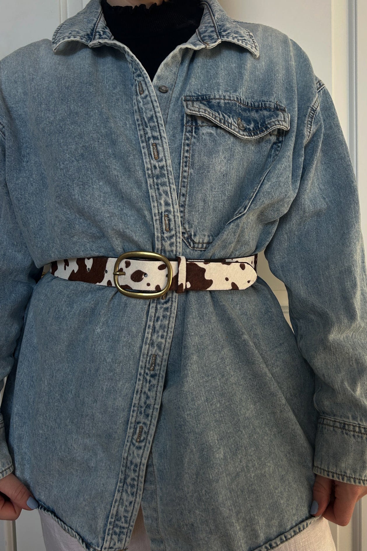 Sally Cow Hair Leather Belt