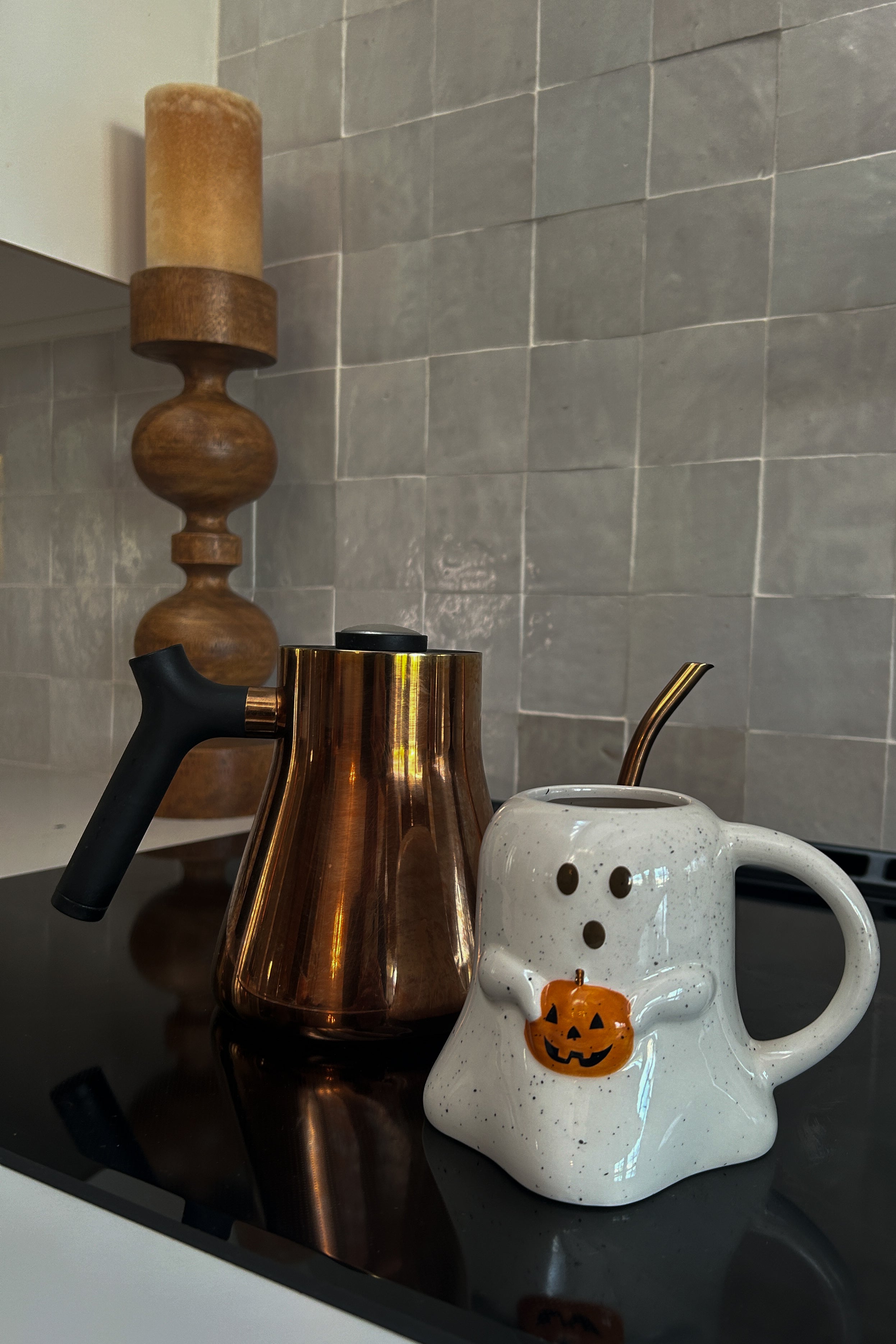 Ghost Holding Pumpkin Mug