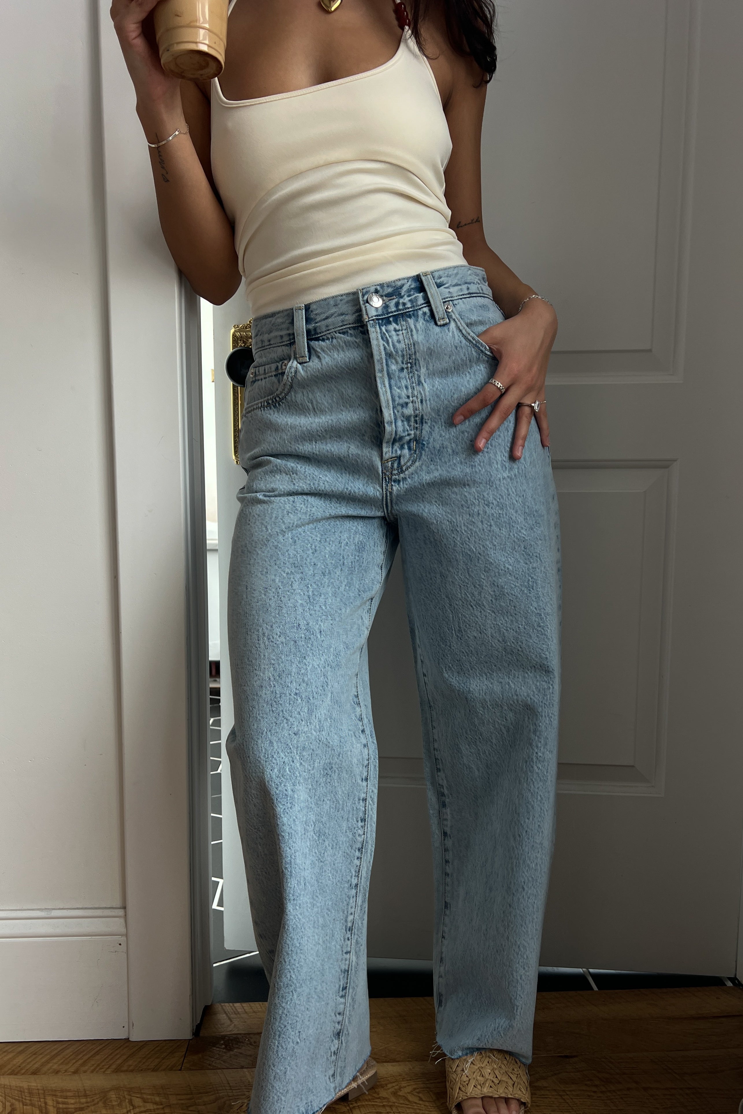 Tate Bowed Wide Leg Jean